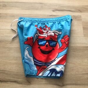 Blue Swim Shorts with Kool-Aid Man Graphic